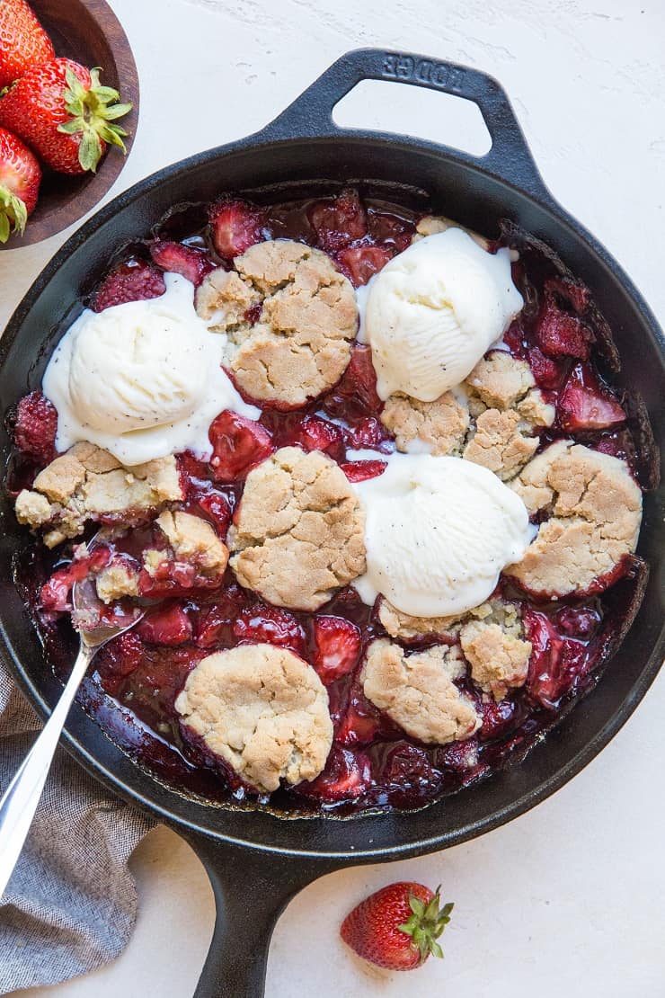 Gluten-Free Vegan Strawberry Cobbler - dairy-free, refined sugar-free healthy summer dessert recipe