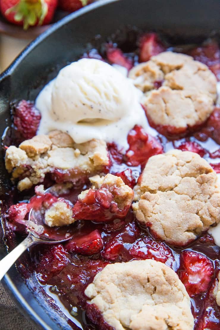 Gluten-Free Vegan Strawberry Cobbler - refined sugar-free, dairy-free, healthy strawberry dessert recipe