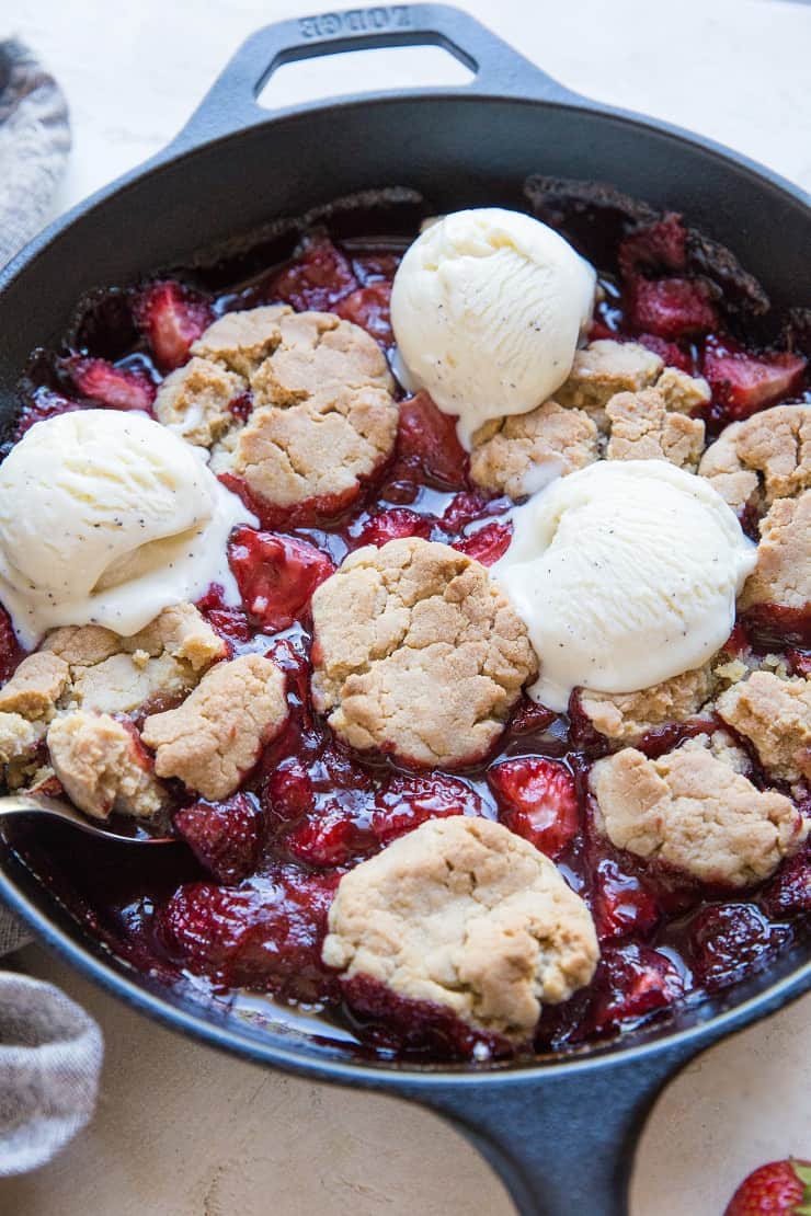 Vegan Gluten-Free Strawberry Cobbler - dairy-free, sweetened with pure maple syrup, healthy dessert recipe