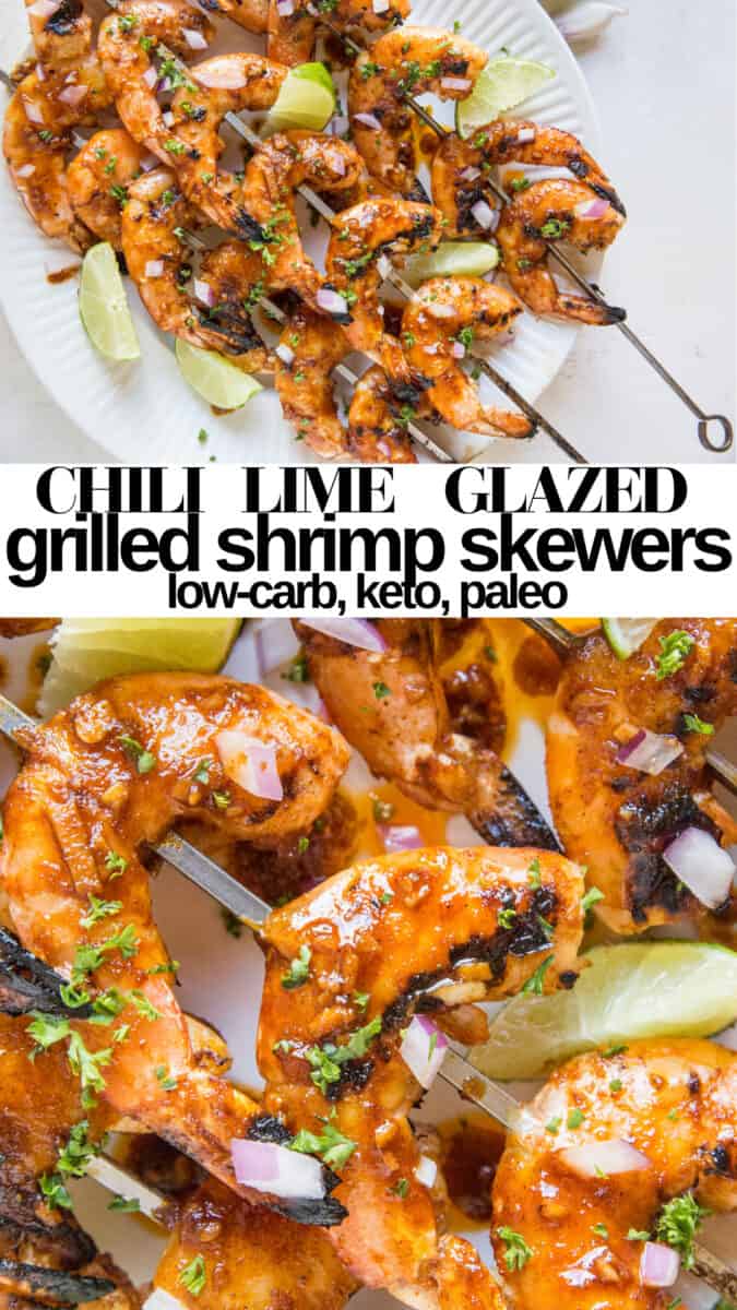 Chili Lime Grilled Shrimp made low-carb and keto friendly! Only a few simple ingredients are needed for this tasty appetizer or main entree #grilling #paleo #keto #lowcarb #healthy #shrimp #seafood