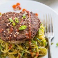 Asian Turkey Burgers Garlic Zucchini Noodles - a flavorful, healthy, clean paleo whole30 dinner recipe