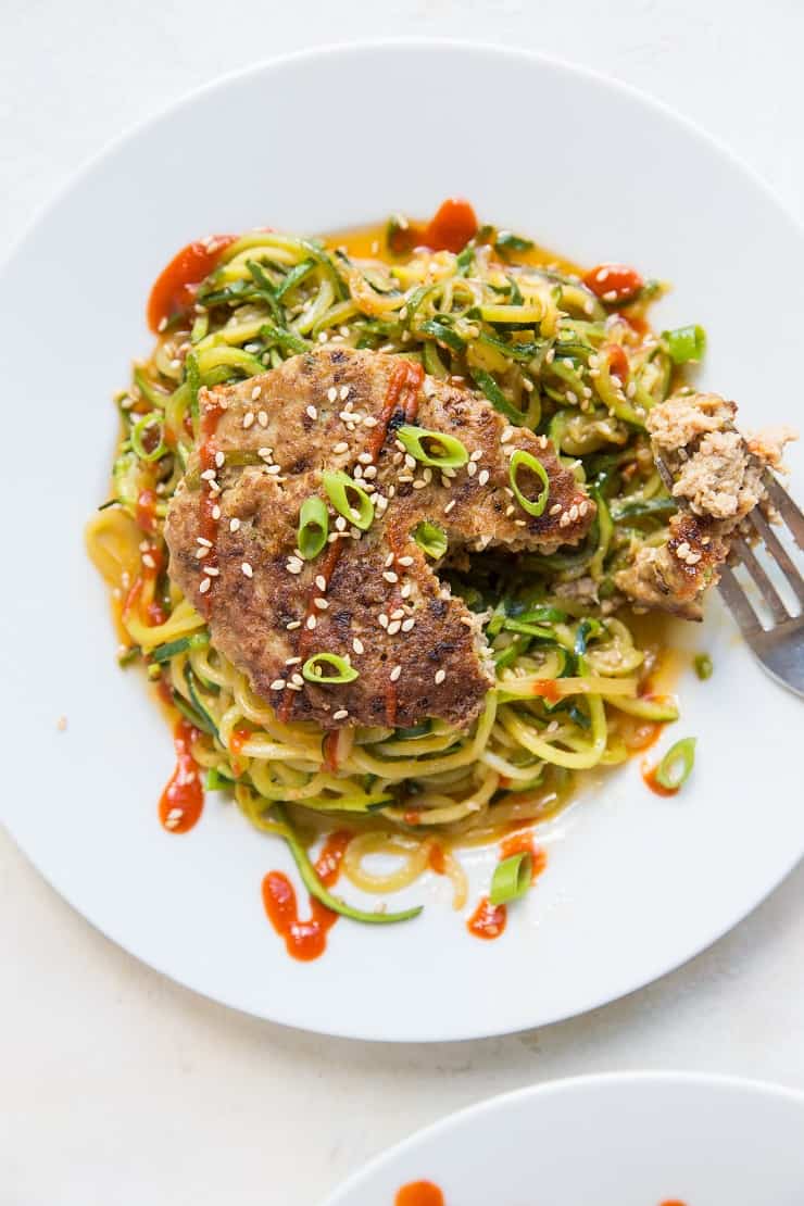 Asian Turkey Burgers with Zucchini Noodles - The Roasted Root