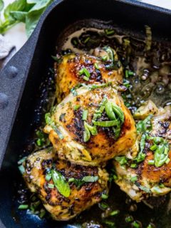 Basil Baked Chicken - chicken thighs marinated in fresh basil marinade for an amazing healthy main dish