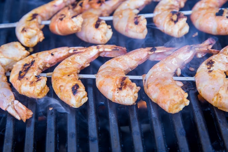 shrimp grilling on the bbq