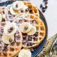 Dairy-Free Gluten-Free Chocolate Chip Sourdough Waffles - light and fluffy crispy waffles for an amazing breakfast