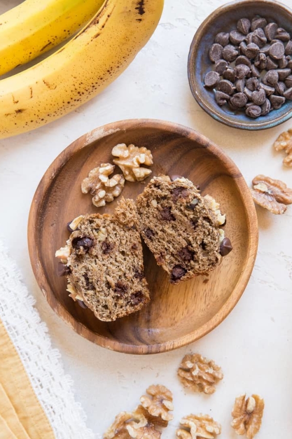 Flourless Oatmeal Banana Nut Muffins made with oats - gluten-free, no added sugar, oil-free, dairy-free, amazing healthy muffin recipe