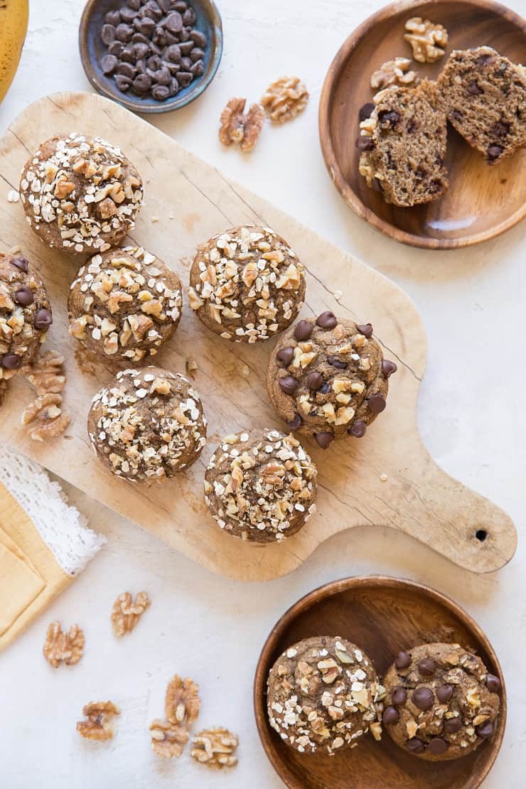 Flourless Oatmeal Banana Nut Muffins - oil-free, no added sugar, dairy-free, gluten-free and healthy