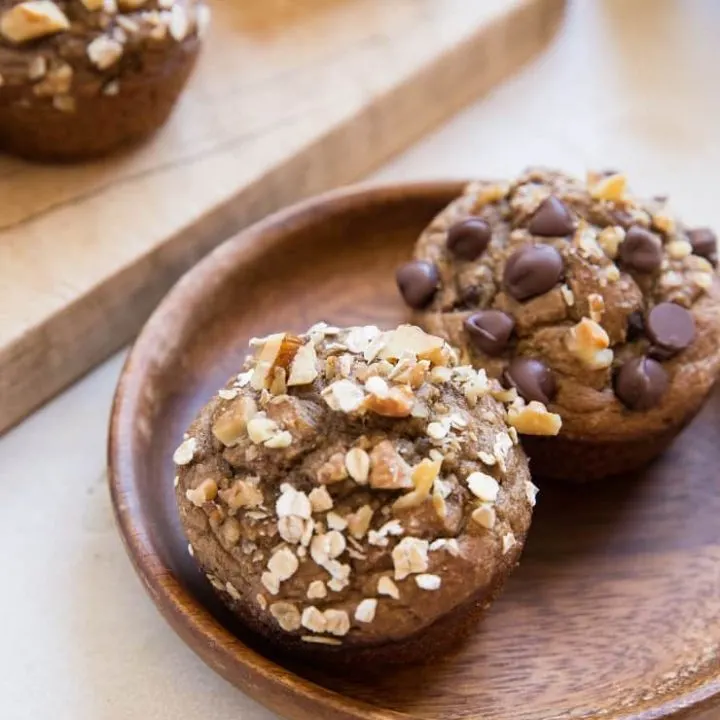 Gluten-Free Flourless Oatmeal Banana Nut Muffins made oil-free, dairy-free with no added sugar