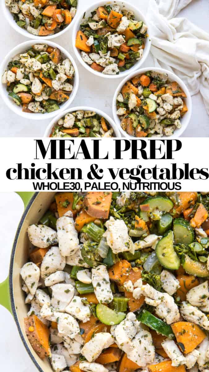 Paleo, Whole30 Meal Prep Chicken and Vegetables is great for work lunches or dinners throughout the week! This recipe makes 5 to 7 generous-sized meals for the hungry health-conscious individual!