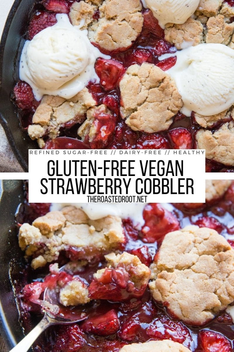 Gluten-Free Vegan Strawberry Cobbler Recipe - gluten-free, dairy-free, no eggs, refined sugar-free, healthy dessert recipe