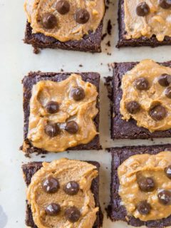 Grain-Free Vegan Peanut Butter Brownies - dairy-free, refined sugar-free, gluten-free healthy peanut butter brownies recipe