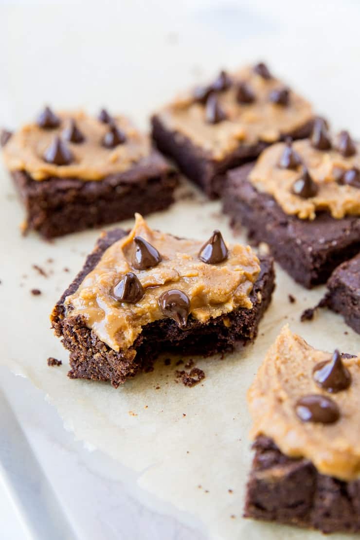 Gluten-Free Vegan Peanut Butter Brownies - grain-free, refined sugar-free, dairy-free, delicious