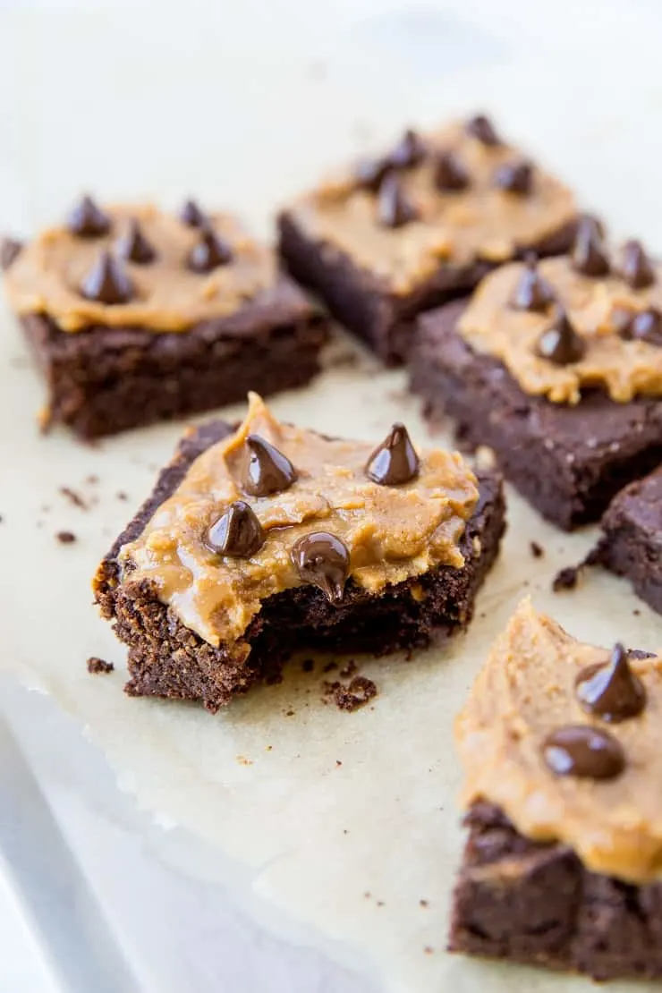 Gluten-Free Vegan Peanut Butter Brownies - grain-free, refined sugar-free, dairy-free, delicious