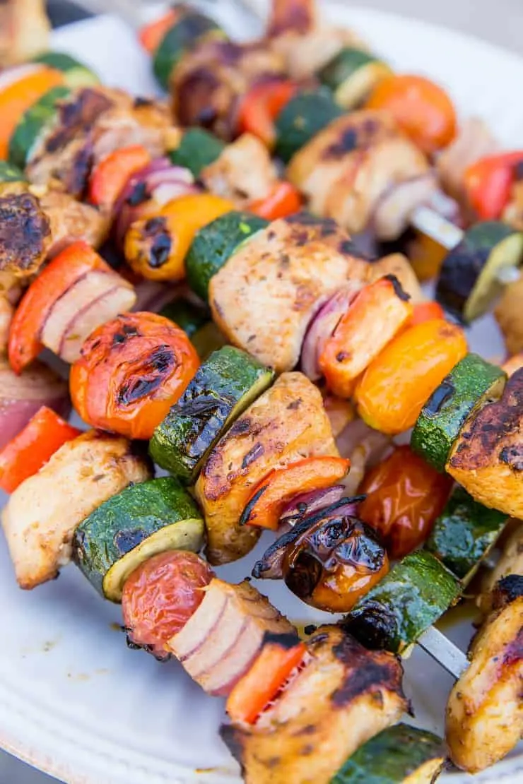 Grilled Chicken and Veggie Skewers with marinated chicken - an easy summer grilling recipe