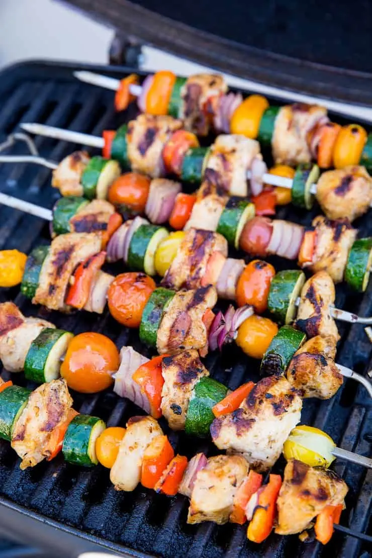 Grilled Chicken and Vegetable Skewers - a healthy kabob recipe of perfectly tender chicken and fresh vegetables