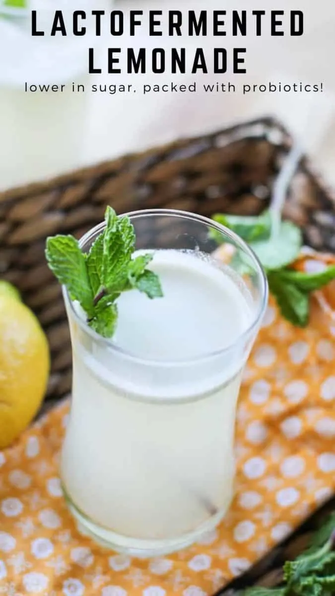 Lactofermented Probiotic Lemonade is lower in sugar than regular lemonade and loaded with healthy probiotics to feed your gut microbiome. A refreshing, delicious beverage perfect for summer!