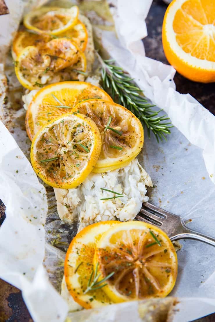 Fish en Papillote with Butter, Lemon, Garlic and Rosemary - a healthy, whole30, paleo dinner recipe - low-carb and keto