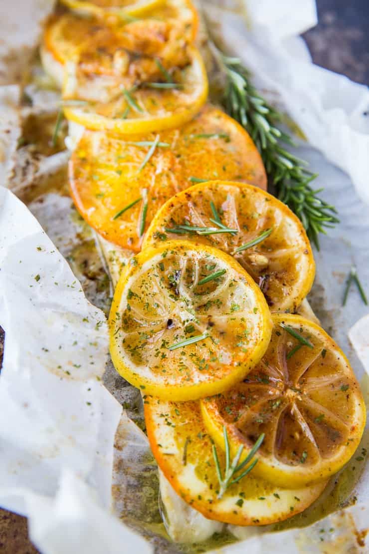 Fish en Papillote with Butter, Lemon, Garlic and Rosemary - a healthy, whole30, paleo dinner recipe - low-carb and keto