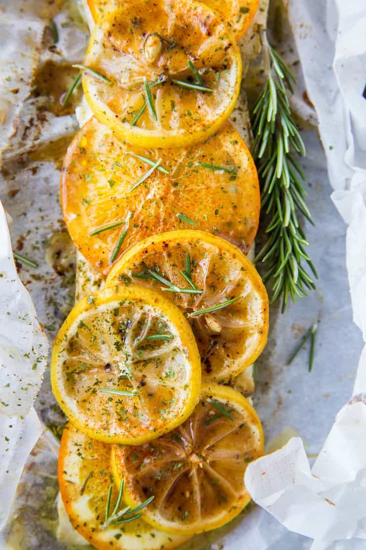 Fish en Papillote with Butter, Lemon, Garlic and Rosemary - a healthy, whole30, paleo dinner recipe - low-carb and keto