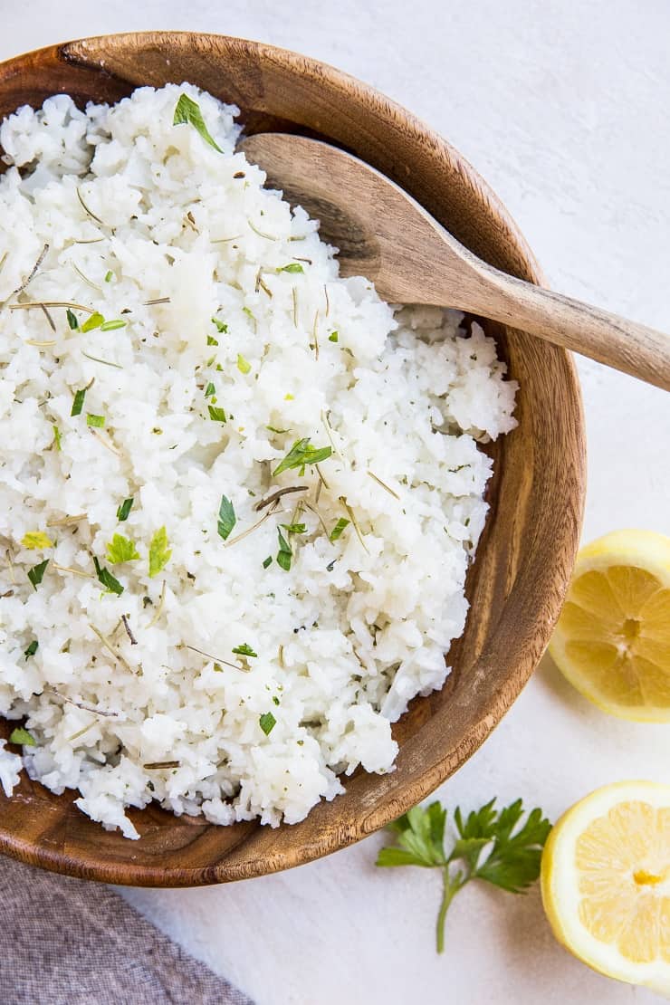 Zesty Buttery Lemon Rosemary Rice with sauteed onion and garlic is a flavorful side dish for any meal