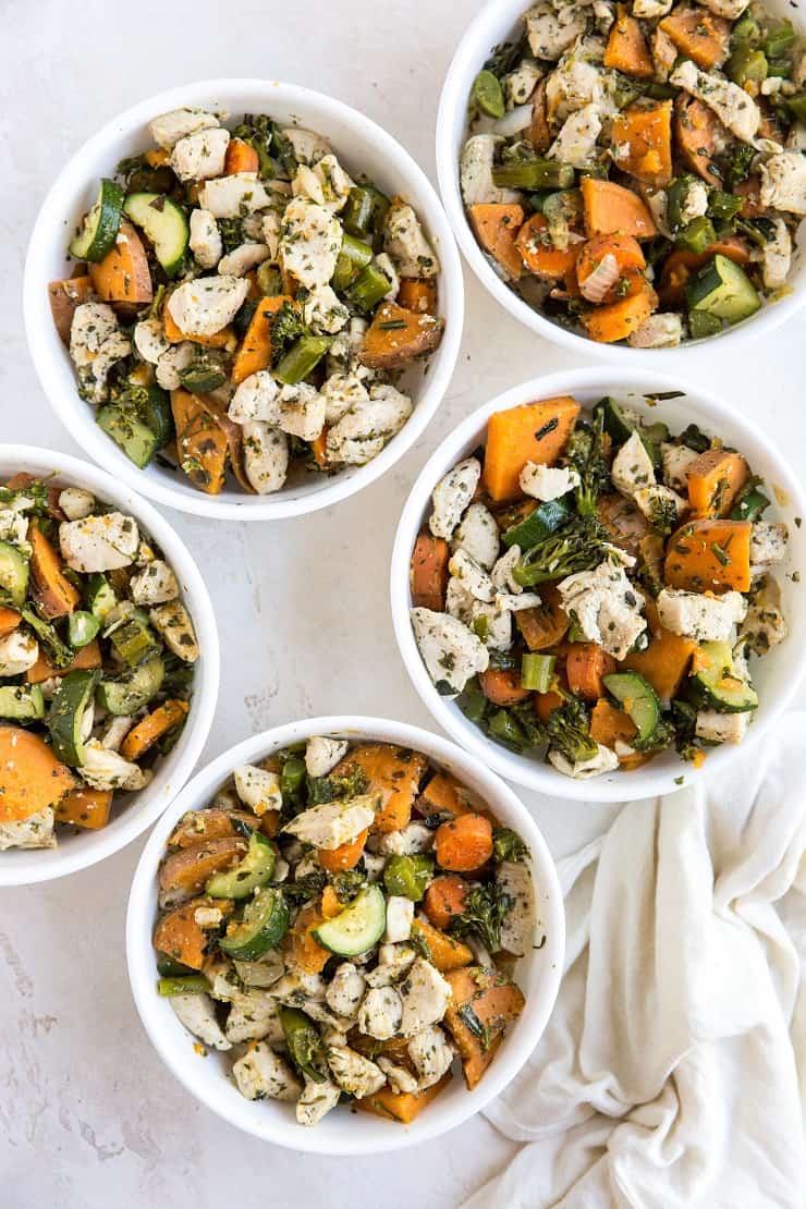 Meal Prep Chicken and Vegetables - a paleo, low-carb, whole30 big batch meal prep recipe that makes 5 to 7 lunches or dinners