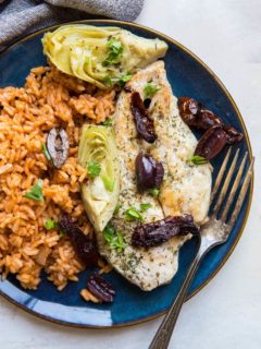 Mediterranean Chicken Breasts made with 7 basic ingredients in one skillet - paleo, whole30, keto and delicious