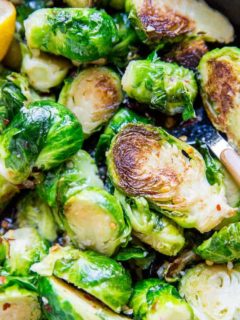 Sauteed brussel sprouts recipe with garlic and butter. This quick and easy brussel sprout recipe is low-carb, keto, paleo, will be a home run with your friends and family each and every time!