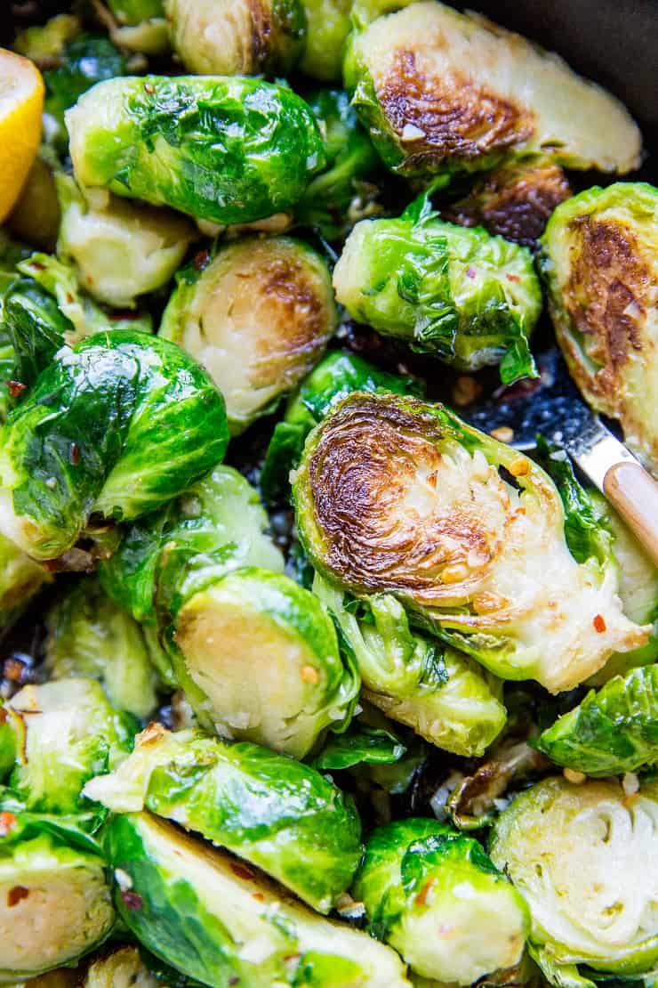 Sauteed brussel sprouts recipe with garlic and butter. This quick and easy brussel sprout recipe is low-carb, keto, paleo, will be a home run with your friends and family each and every time!