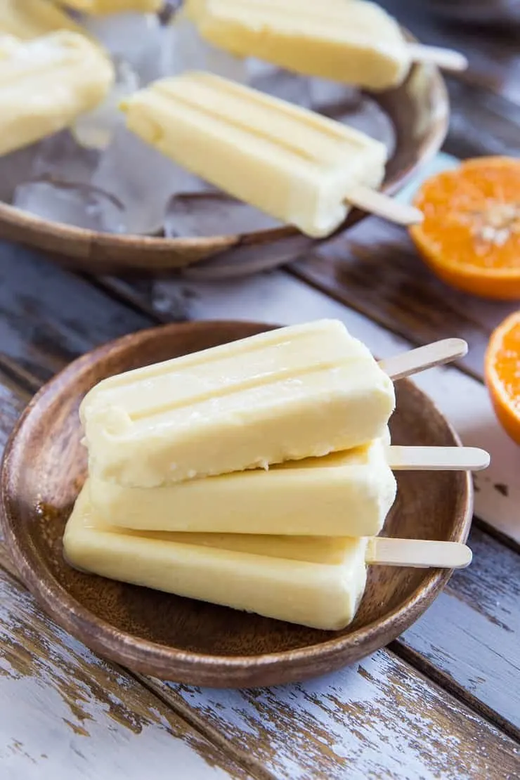 Easy Orange Creamsicles recipe with two ingredients. Vegan, paleo, healthy dessert recipe