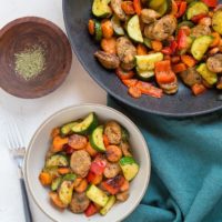 20-Minute Vegetable and Sausage Skillet with zucchini, carrots, and bell pepper