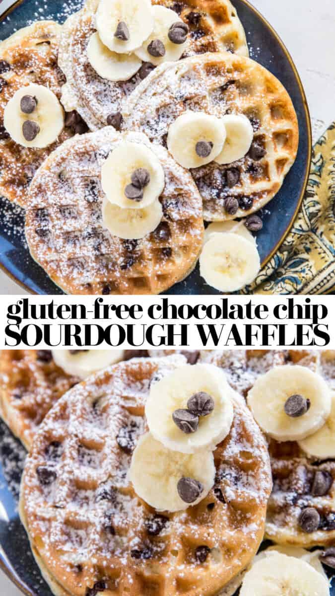 Chocolate Chip Sourdough Waffles - dairy-free, refined sugar-free, cinnamony and delicious