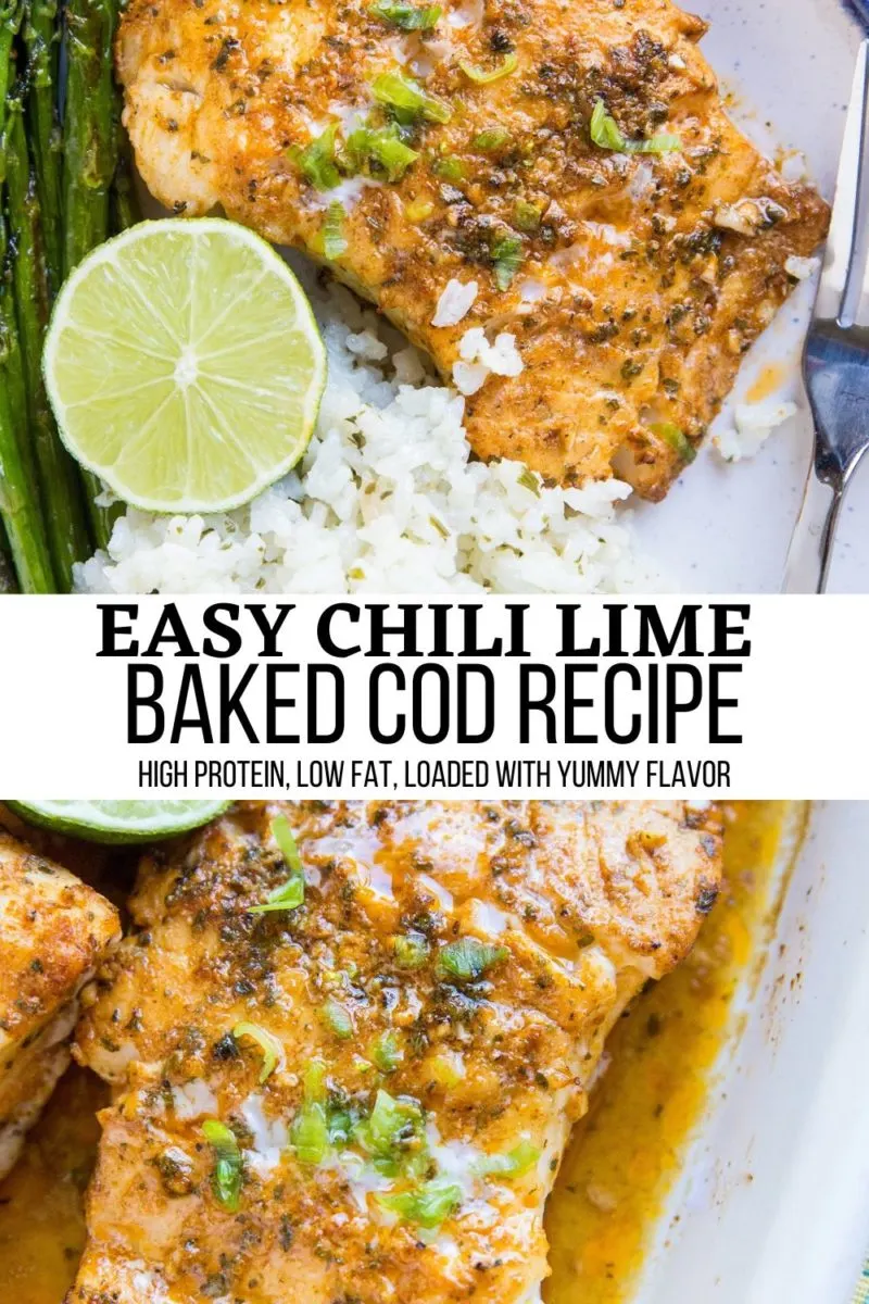 Chili Lime Baked Cod - an easy healthy dinner recipe that only requires a few basic ingredients. High protein, low fat!