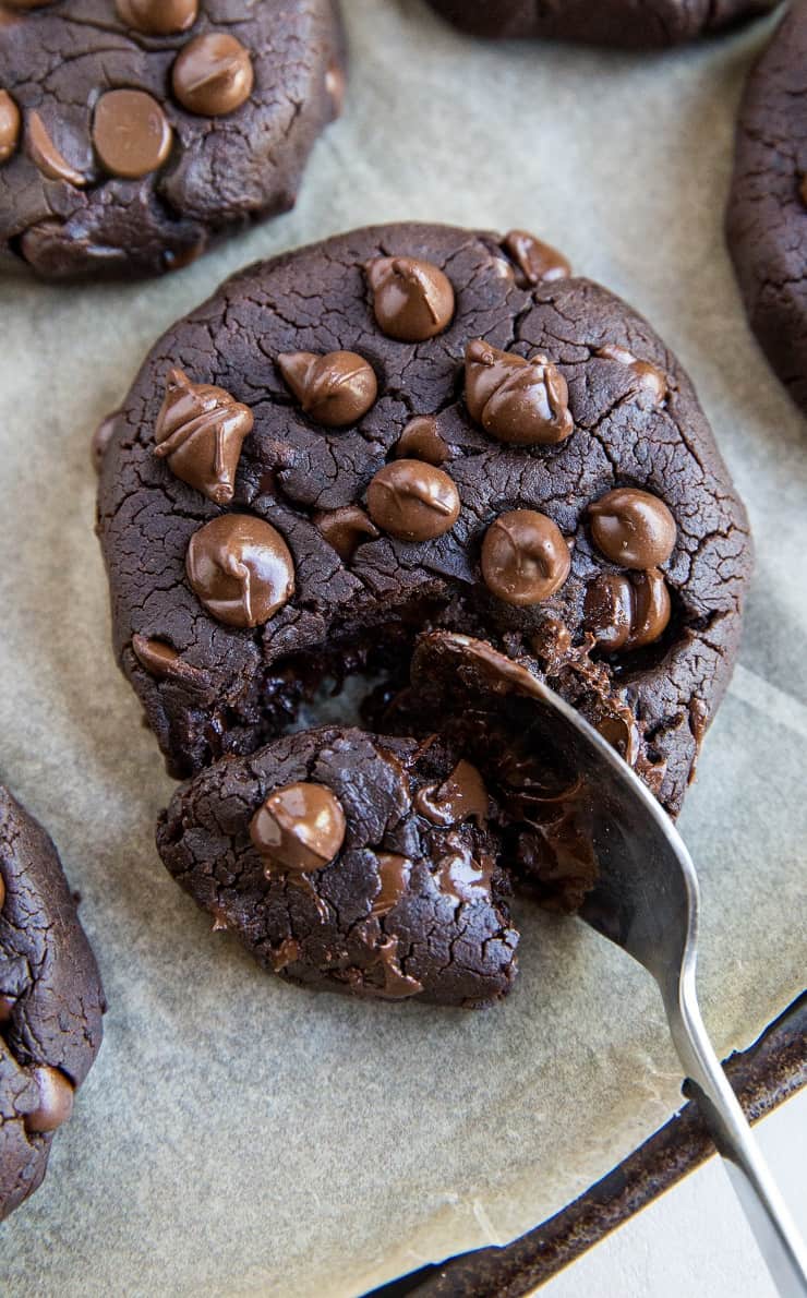 Double Chocolate Vegan Black Bean Cookies - healthy 6-ingredient vegan cookies with no eggs, gluten-free and refined sugar-free! A healthy dessert recipe!