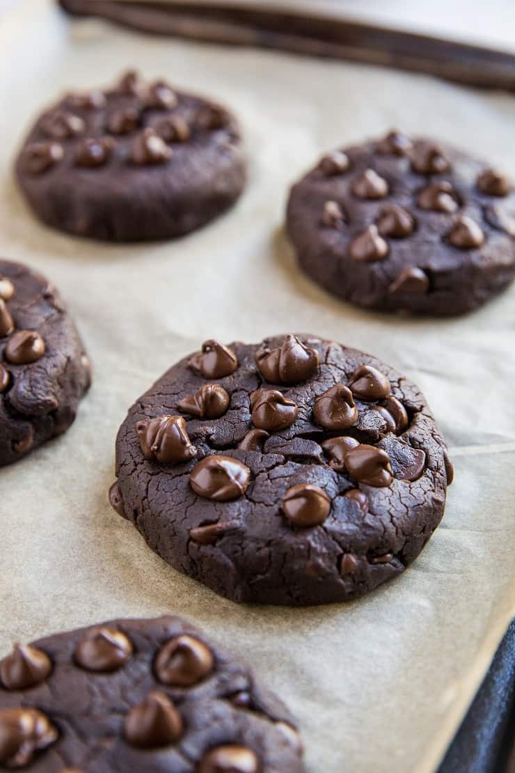 Double Chocolate Vegan Black Bean Cookies (sweetened with maple syrup)