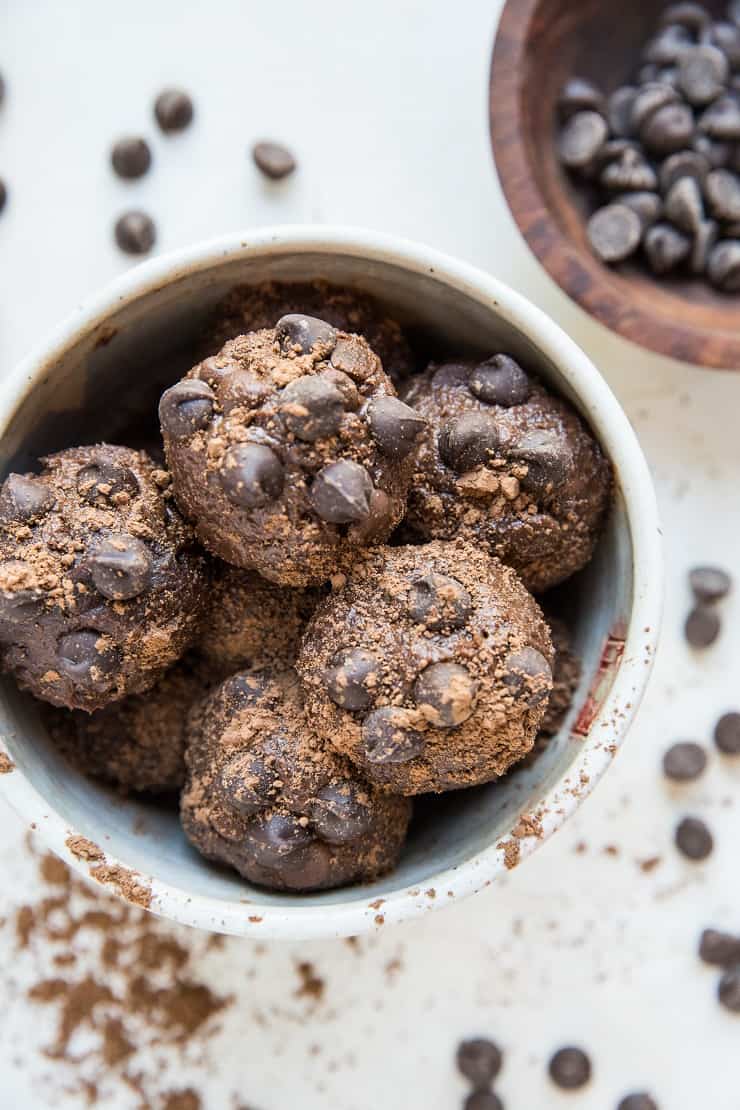 Gluten-Free Chocolate Edible Cookie Dough - grain-free, refined sugar-free, egg-free, dairy-free, healthy no bake dessert recipe