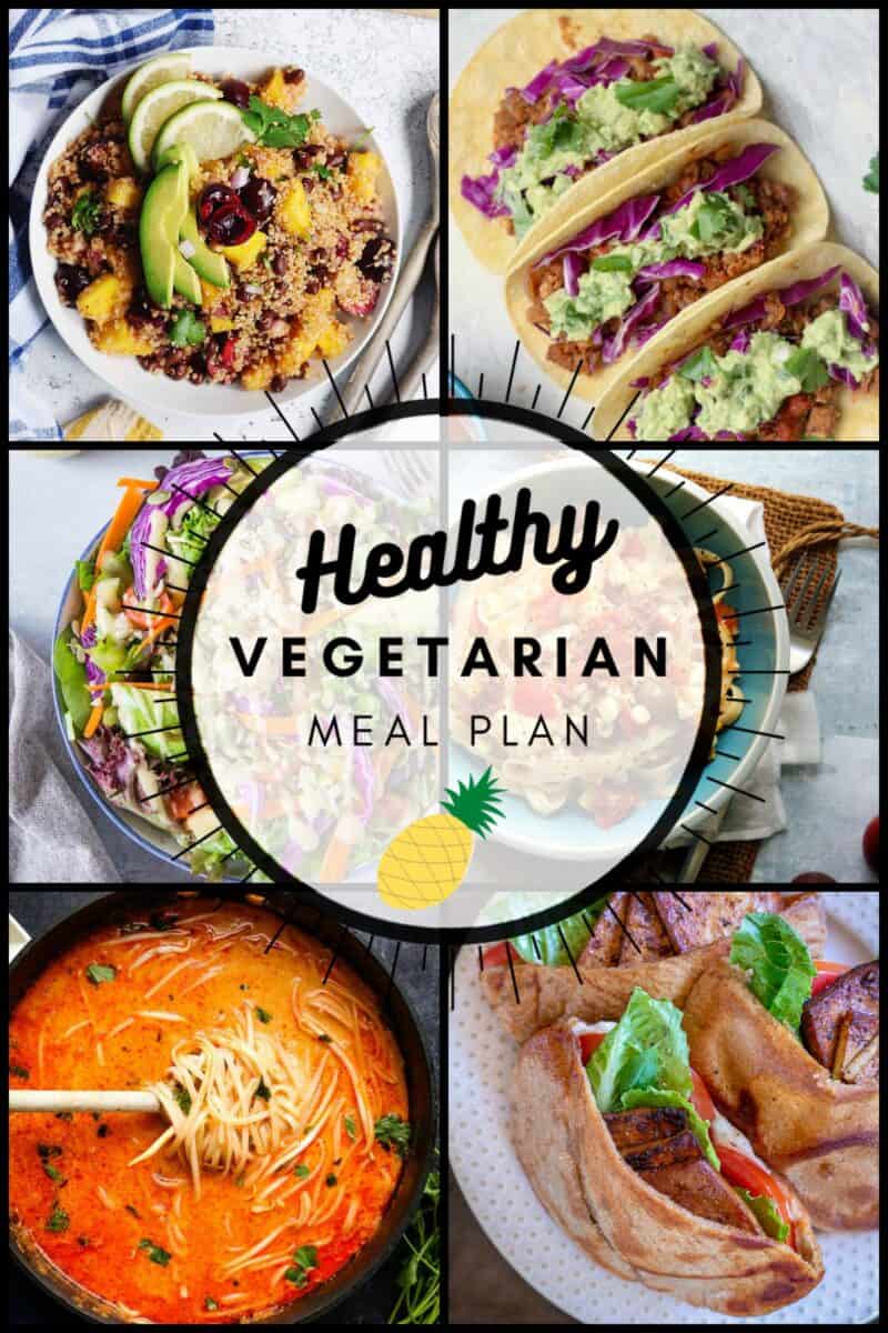 Healthy Vegetarian Meal Plan with 6 plant-based nutritious meals and one dessert