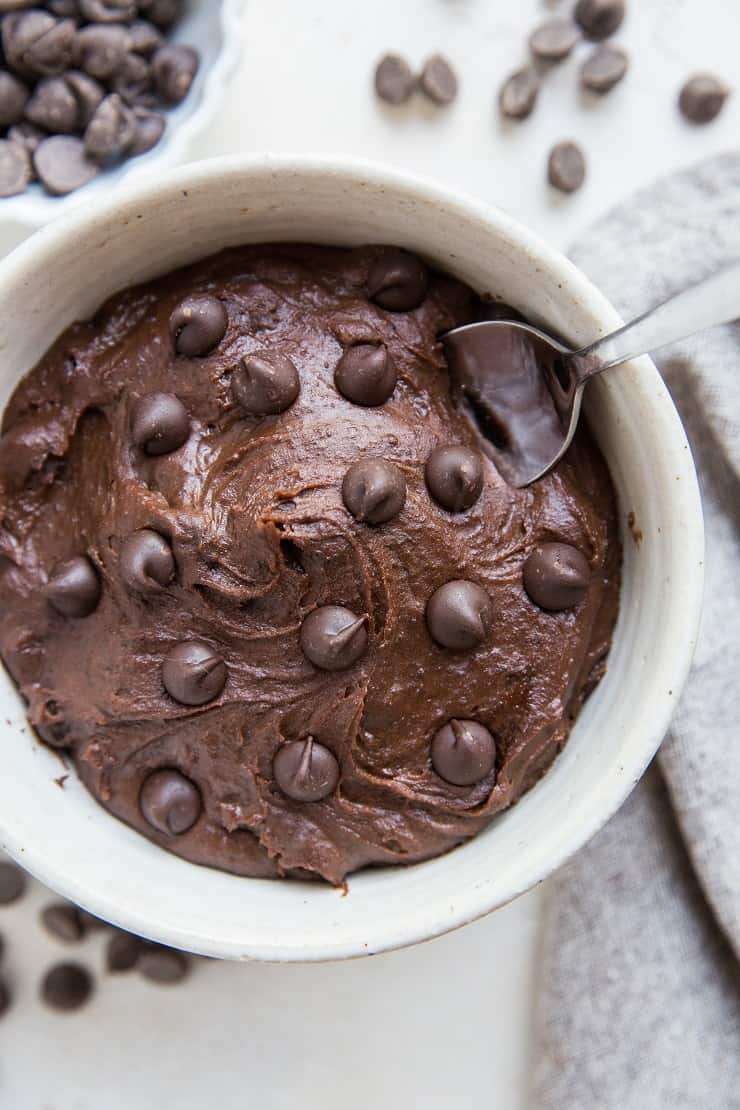 Healthy Gluten-Free Double Chocolate Edible Cookie Dough made grain-free with black beans! This nutritious dessert recipe is gluten-free, dairy-free, and refined sugar-free