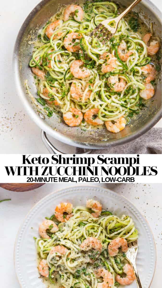 Keto Shrimp Scampi - 20-minute low-carb easy shrimp scampi recipe - paleo, whole30 #glutenfree #healthydinner #recipe