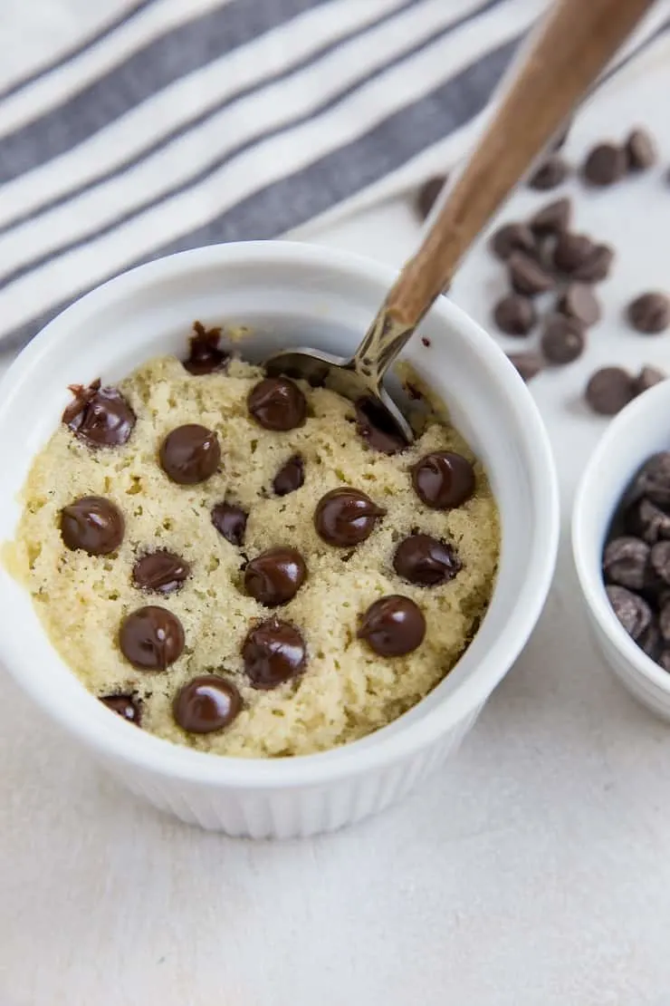 Single-Serve Keto Mug Cake made with almond flour and sugar-free sweetener for a healthy dessert recipe for one