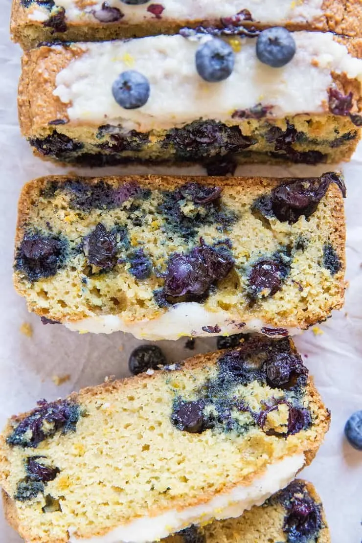 Grain-Free Lemon Blueberry Bread made with coconut flour and tapioca flour - grain-free, refined sugar-free and healthy!