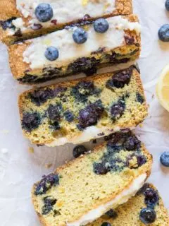 Paleo Lemon Blueberry Bread with coconut flour, tapioca flour and pure maple syrup - dairy-free, gluten-free, healthy blueberry bread recipe