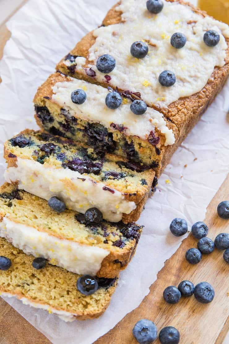 Gluten-Free Grain-Free Paleo-Friendly Lemon Blueberry Bread - dairy-free, grain-free, refined sugar-free quick bread made with coconut flour