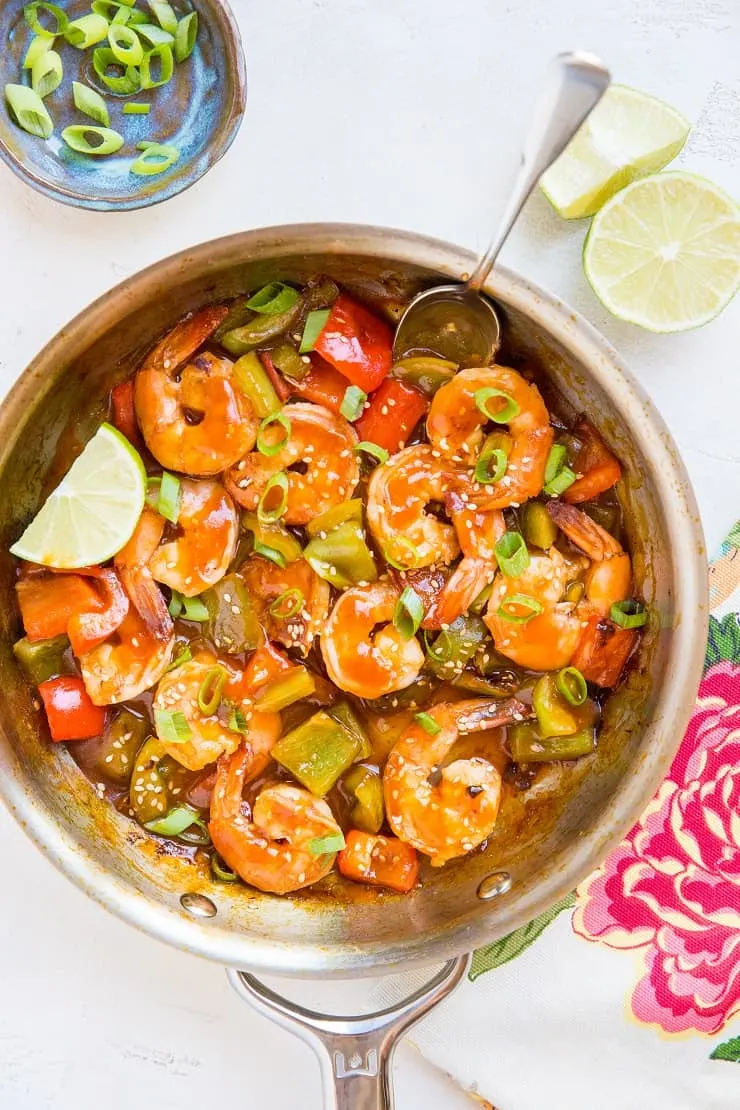 Healthy Sweet and Sour Shrimp Recipe made without soy or refined sugar. Paleo, quick and easy to make, delicious!