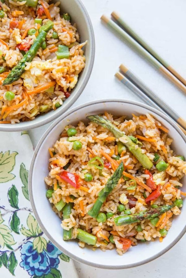 Red Curry Fried Rice - Thai style fried rice with red curry paste and plenty of vegetables