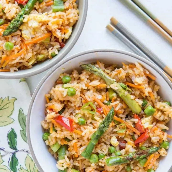 Red Curry Fried Rice - Thai style fried rice with red curry paste and plenty of vegetables