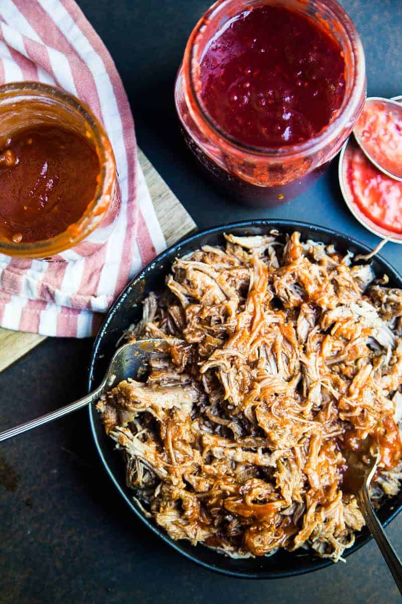 Easy Instant Pot Pulled Pork from Perry’s Plate - Tender, flavorful shredded pork with healthy paleo-friendly BBQ sauce for a comforting meal with flair! This quick and simple recipe will surely be a household favorite. 
