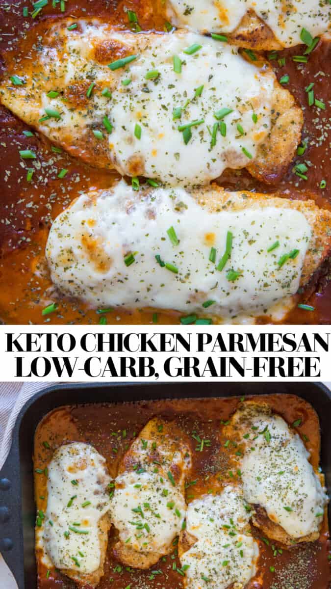 Keto Chicken Parmesan - grain-free, low-carb, easy chicken parmesan recipe #glutenfree #dinnerrecipe #chickenrecipe