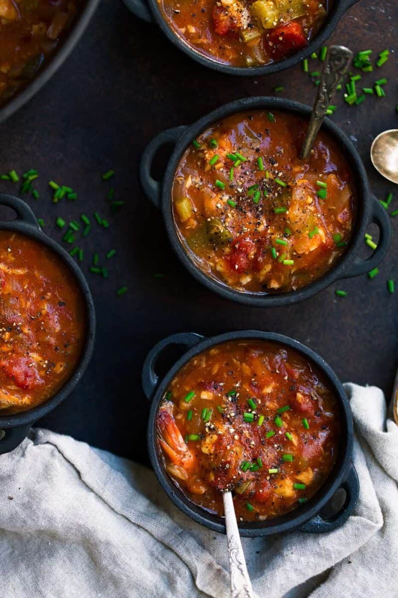 Whole30 Instant Pot Seafood Gumbo from The Movement Menu - A gumbo that comes bursting with flavor and delicious ingredients like sea bass filets, bell peppers & shrimp! It's the perfect one pot meal to add into your rotation and is dairy free, paleo and low carb. 