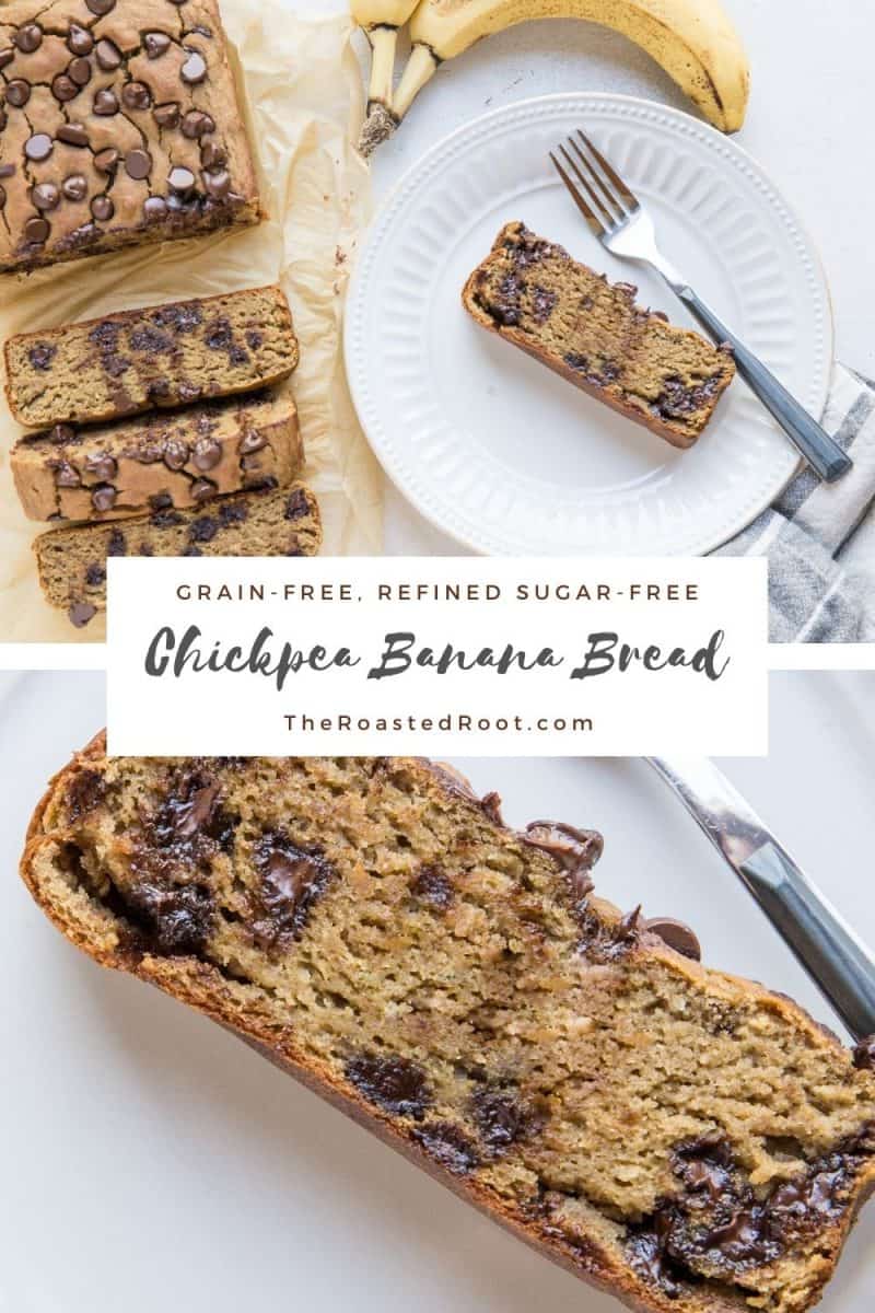 Flourless Garbanzo Bean Banana Bread - gluten-free banana bread made refined sugar-free, dairy-free with chickpeas! #grainfree #glutenfree #dairyfree #healthy #breakfast #snack #bananabread