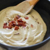 The Best Creamy Cauliflower Sauce to use on EVERYTHING - keto, paleo, whole30, healthy dairy-free "cream" sauce for pasta, lasagna, meat, casseroles and more!